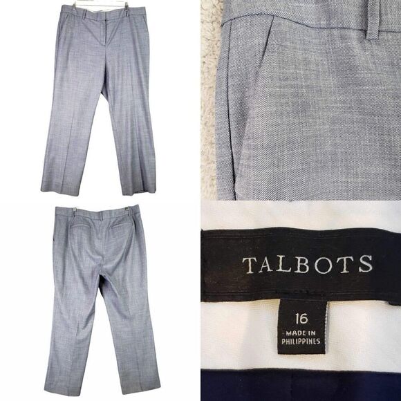 Talbots Pants Women’s Plus Size 16 Trousers Blue Straight Leg Flat Front - Picture 1 of 9